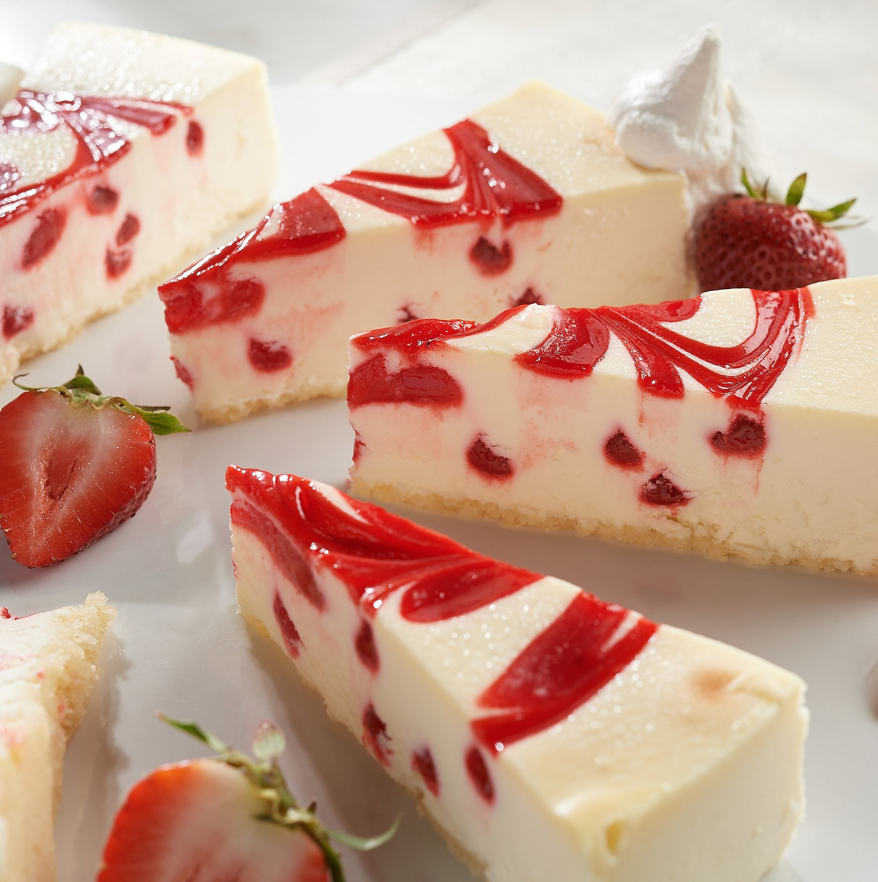 Strawberry Swirl Cheesecake- Sliced 14